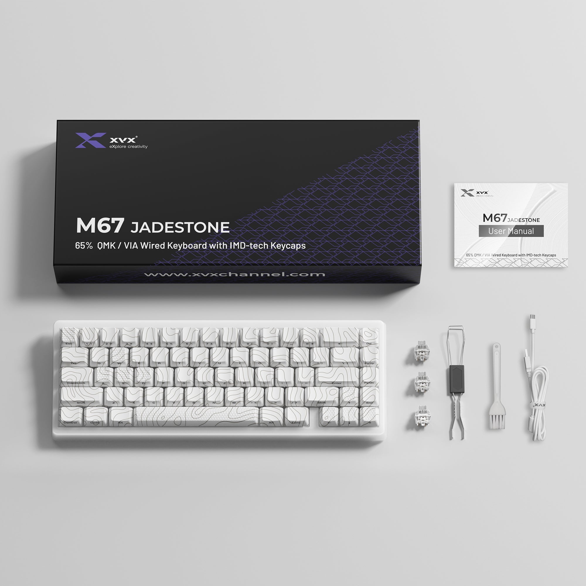 XVX M67 JadeStone Stellar White VIA Tri-Mode Mechanical Keyboard with IMD-Tech Keycaps